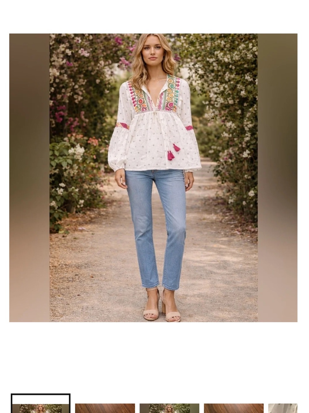Miss June Paris Mylène Embroidered Boho Blouse